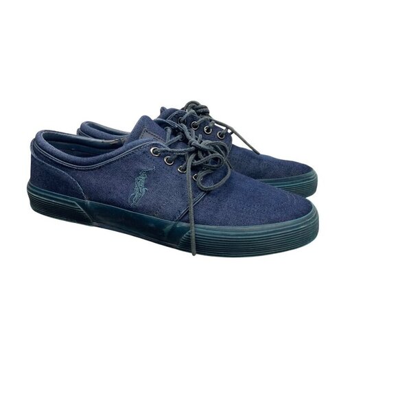 Polo Ralph Lauren Flaxon low tops  casual mens sneakers size 10 D navy canvas - Picture 2 of 8
